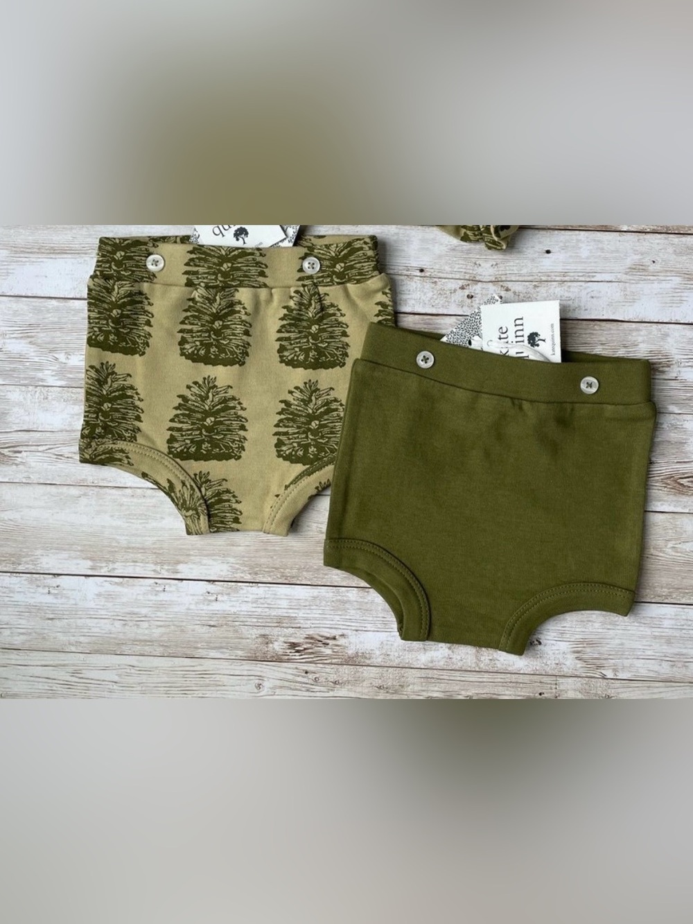 Kate Quinn Olive Green Baby/ Toddler Bloomers - 2-Pack